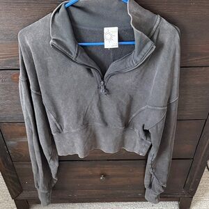 Women's Gray Quarter-Zip Sweater